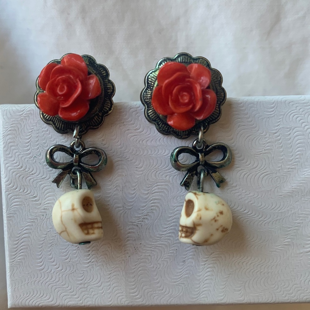 Rose and Scull Earrings